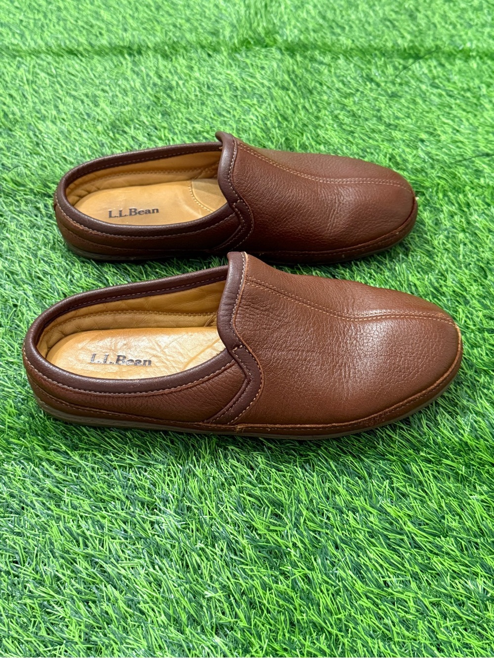 L.L. Bean Elhkhide Slipper Scuffs Mule Slip Ons Old Money Brown Men’s 9